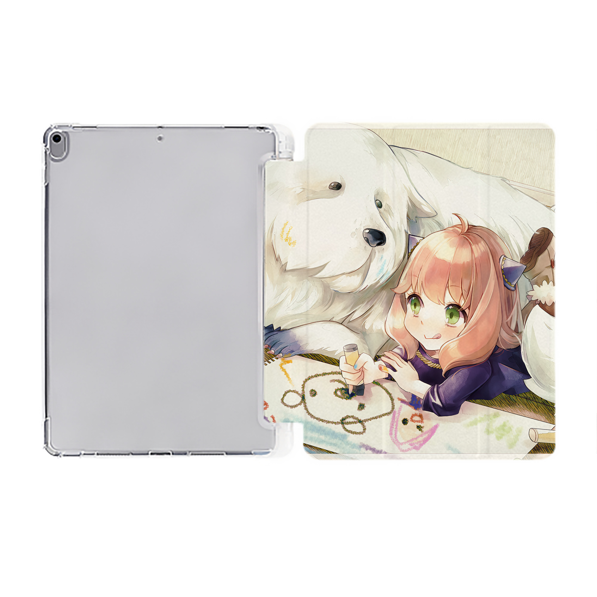（画像用） SPY×FAMILY间谍家家酒 IPad ケース ペン収納付き 三つ折りスタンド PUレザー×シリコン 対応機種9.5/10.5/10.9インチ